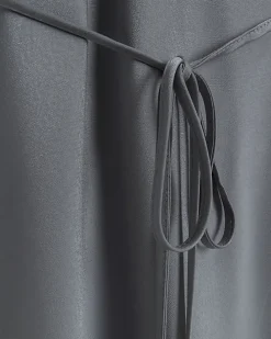 Silver satin frill trim slip midi dress