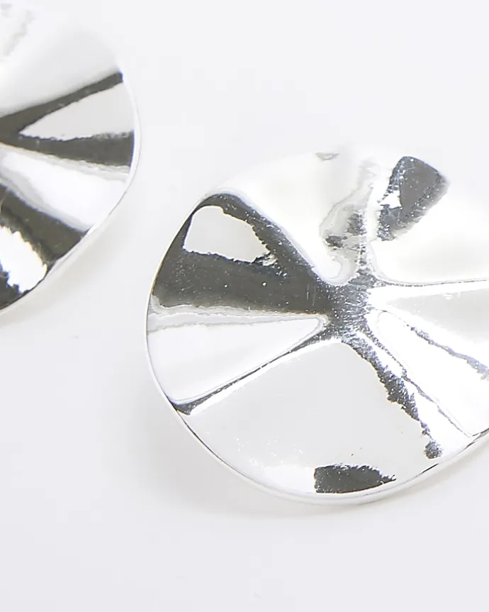 Silver Sculpted Stud Earrings