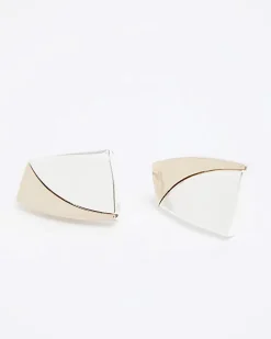 Silver sculpted stud earrings