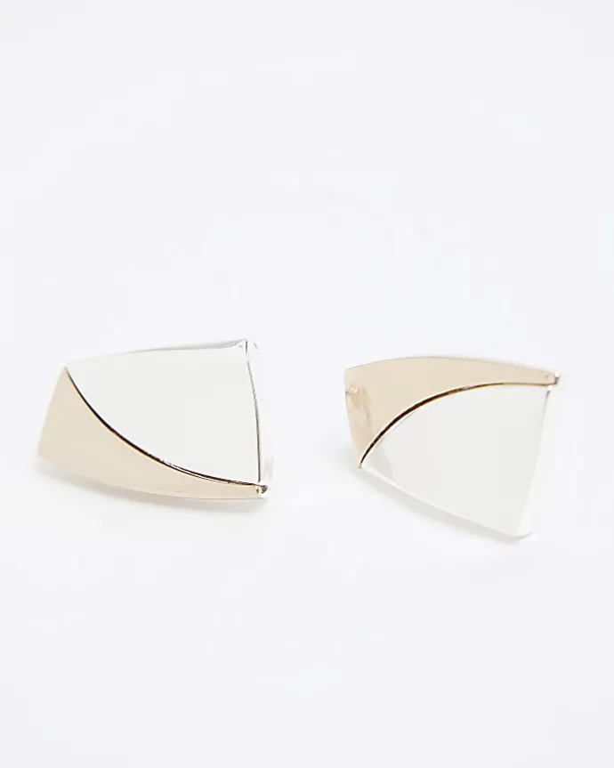 Silver sculpted stud earrings