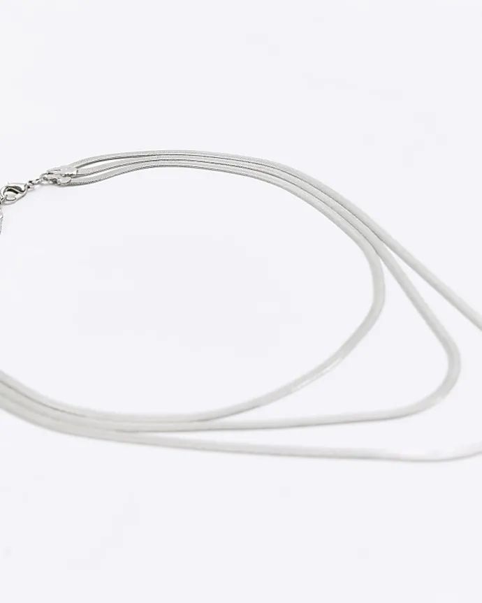 Silver Sleek Multirow Necklace