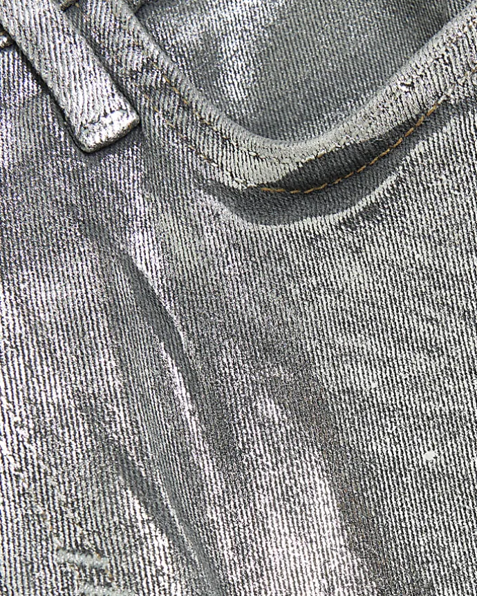 Silver slim straight coated jeans