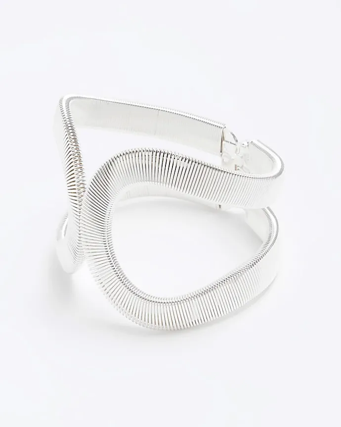Silver Textured Bangle Bracelet