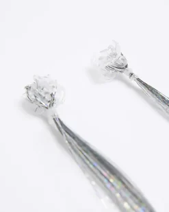 Silver tinsel clip hair accessory