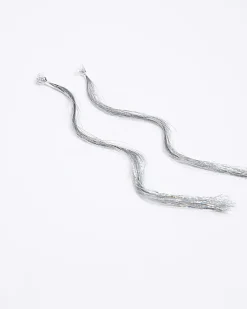 Silver tinsel clip hair accessory