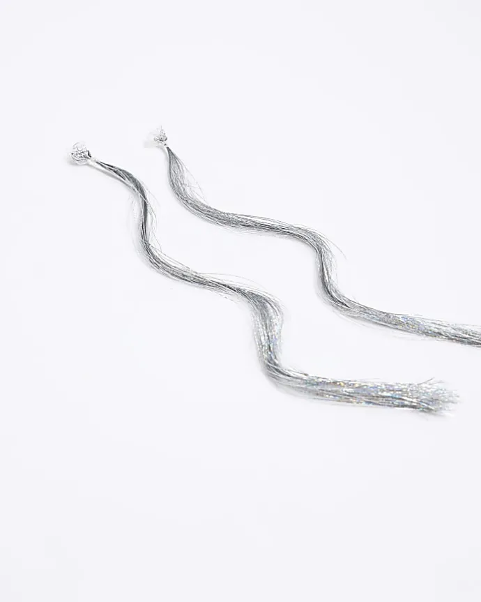 Silver tinsel clip hair accessory