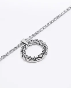 Silver Twist Ring Pendant Necklace