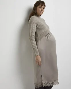 Stone 2 in 1 maternity midi dress