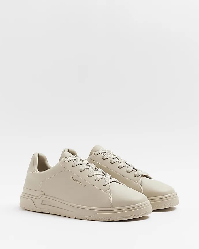 Stone lace up low top trainers