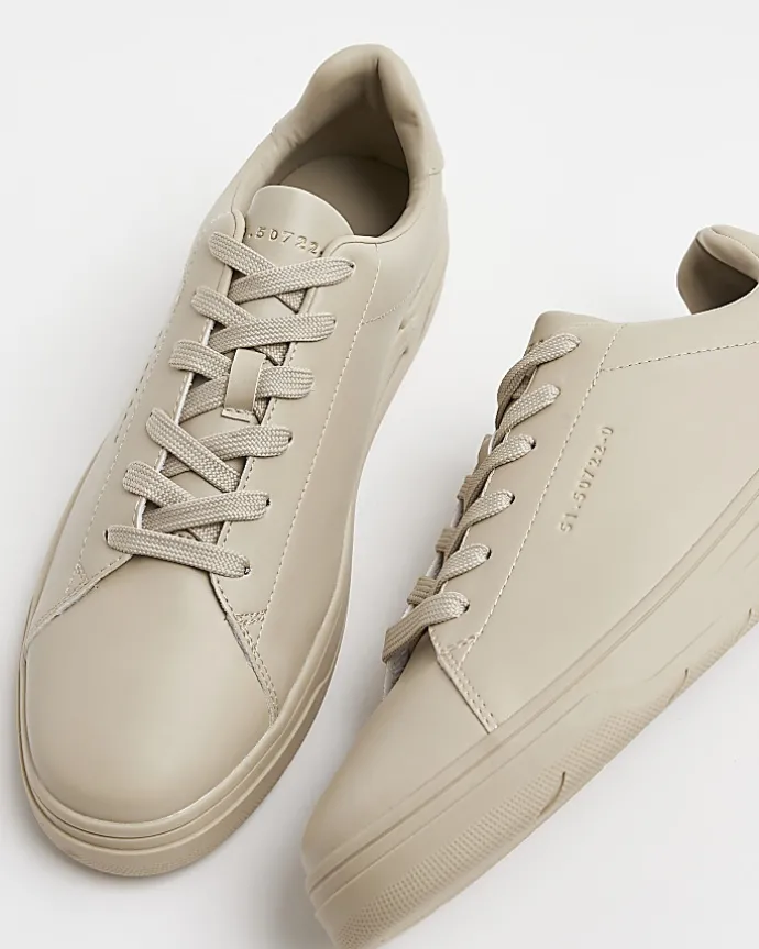 Stone lace up low top trainers