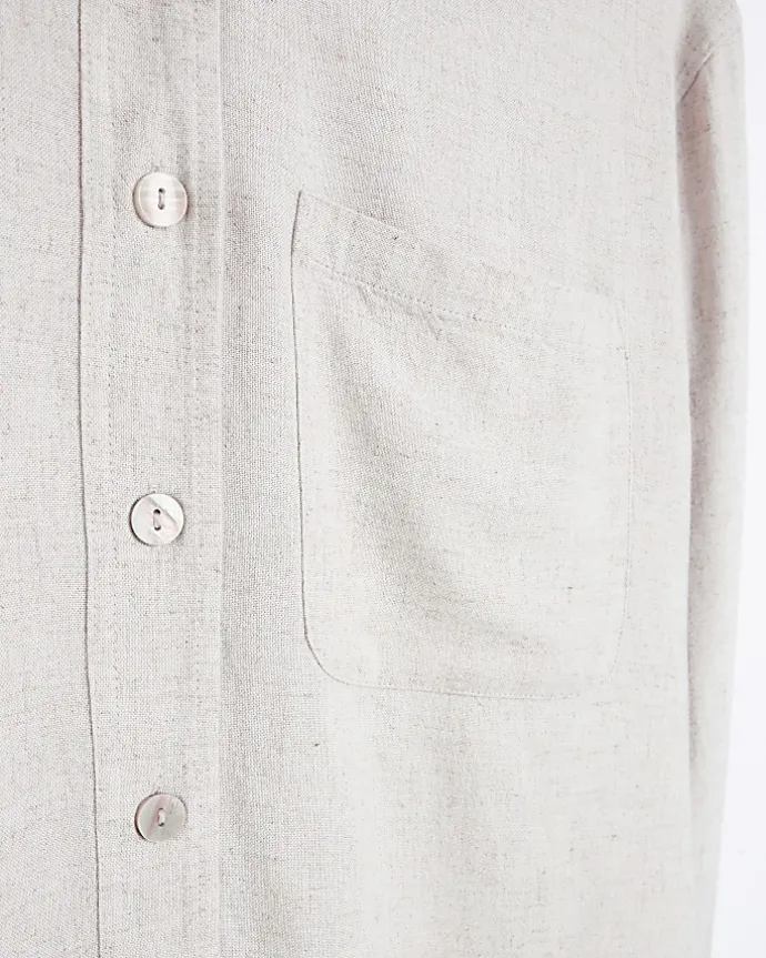 Stone oversized shirt with linen