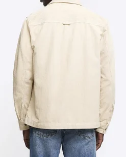 Stone regular fit corduroy overshirt