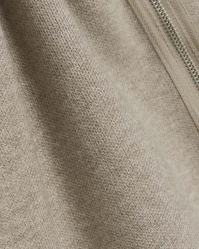 Stone regular fit knit zip up jumper