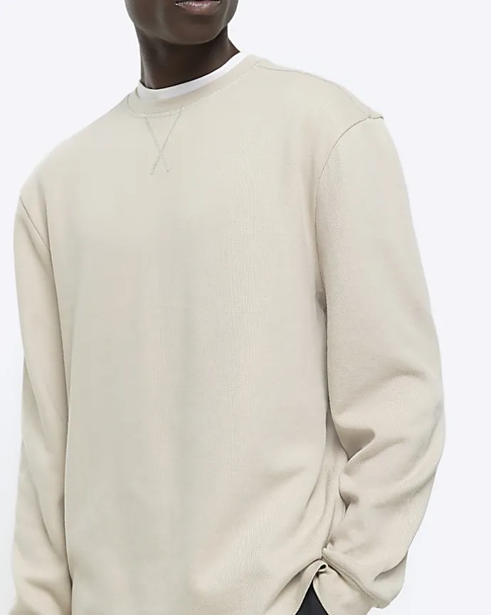 Stone regular fit rib sweatshirt