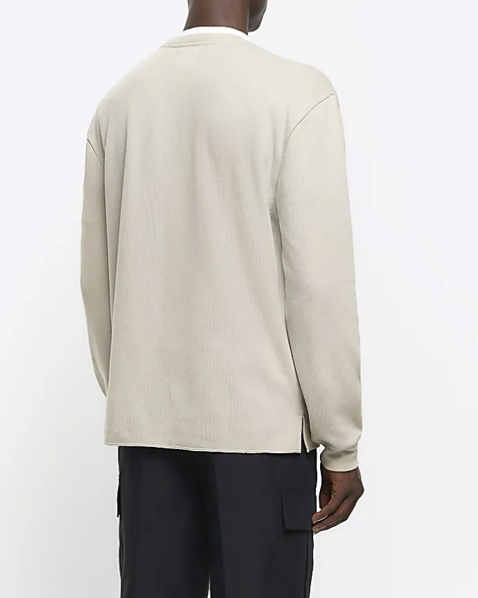 Stone regular fit rib sweatshirt