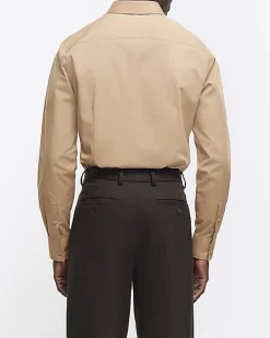 Stone slim fit long sleeve smart shirt