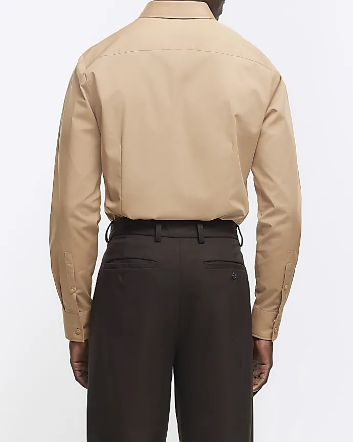 Stone slim fit long sleeve smart shirt