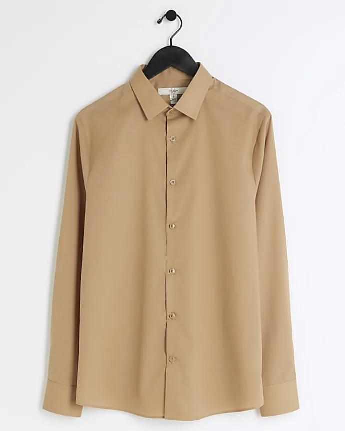 Stone slim fit long sleeve smart shirt