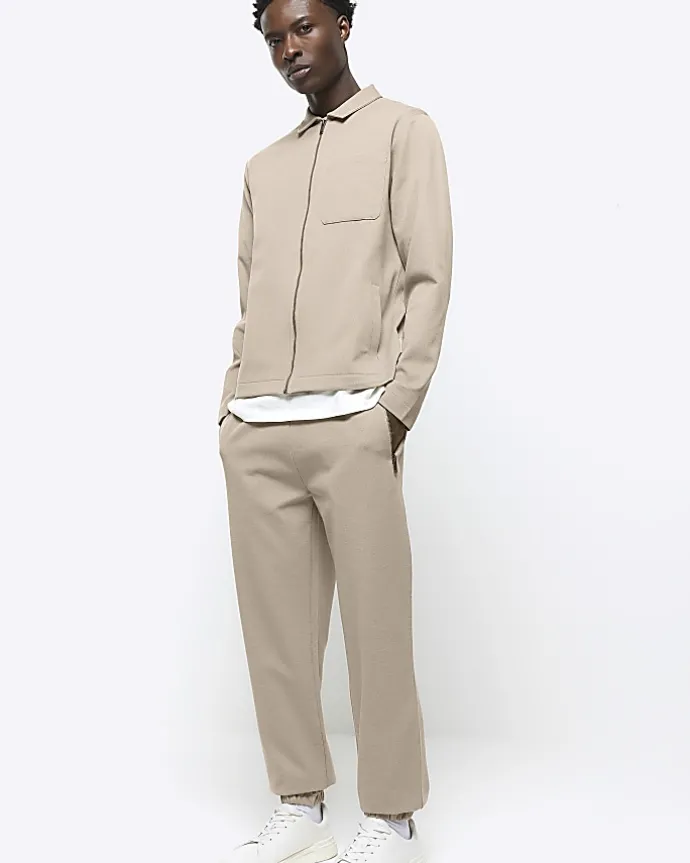 Stone slim fit textured smart joggers