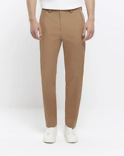 Stone tapered fit smart trousers