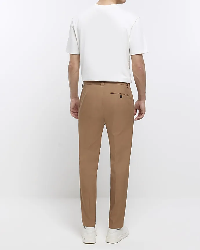Stone tapered fit smart trousers