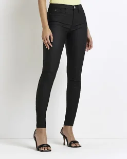 Tall black mid rise super skinny jeggings
