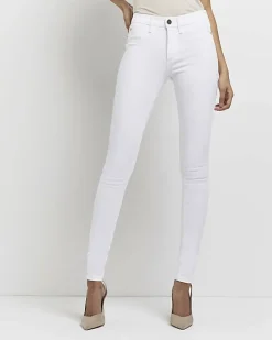 Tall white molly mid rise super skinny jeans