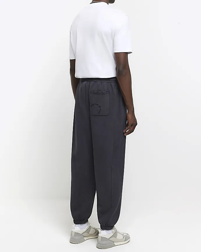 Washed black oversized fit joggers