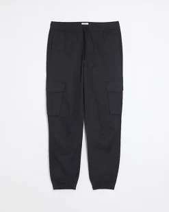 Washed navy slim fit cargo joggers
