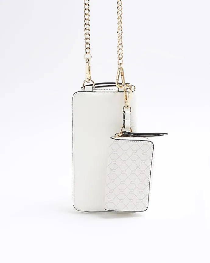 White 2 in 1 monogram purse