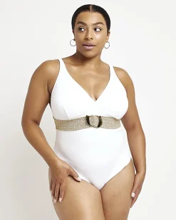 White belted swimsuit
