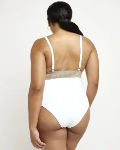 White belted swimsuit