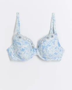 White floral scallop balconette bikini top