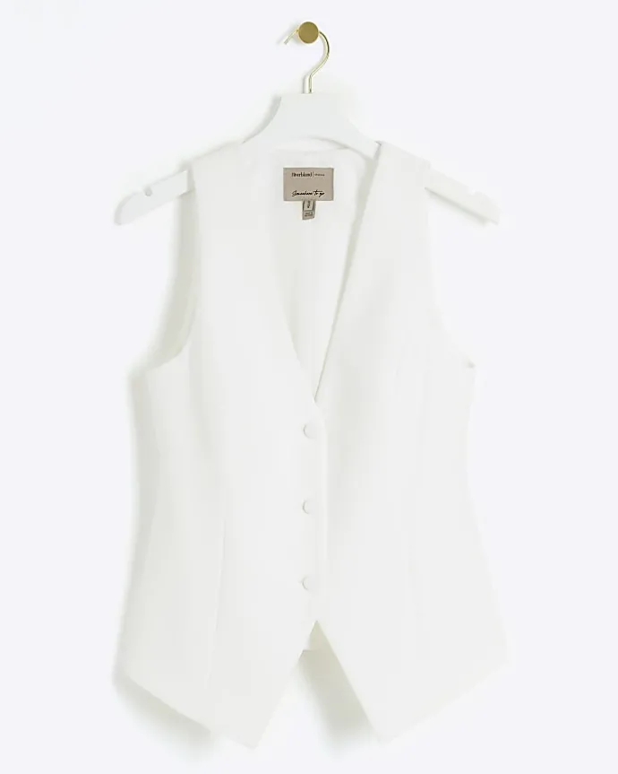 White longline waistcoat