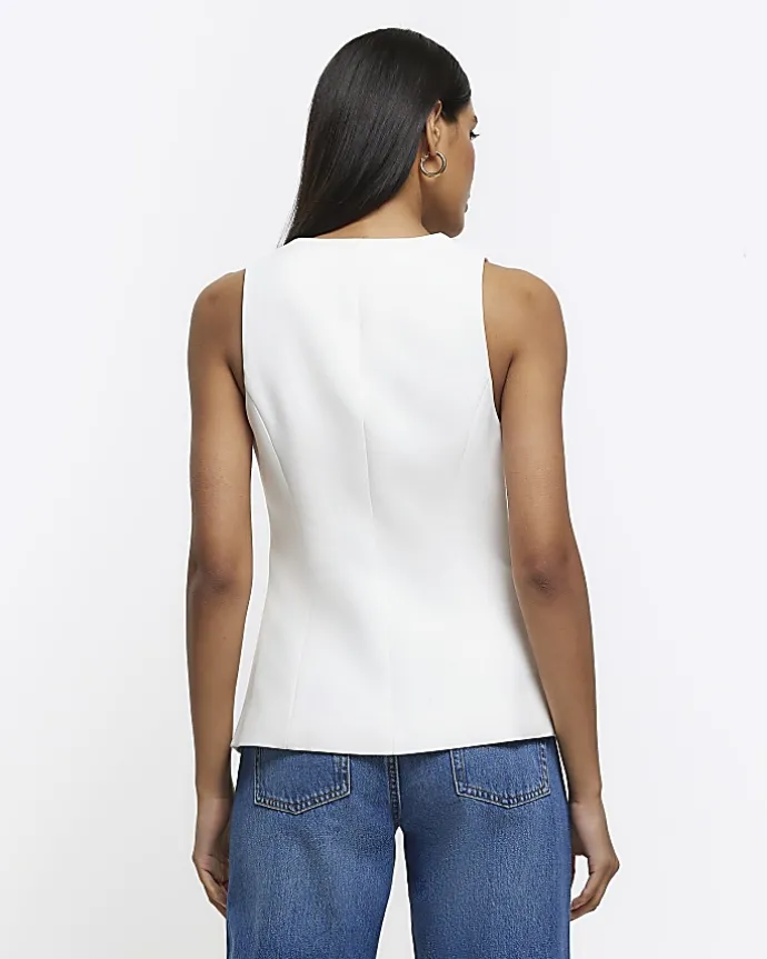 White longline waistcoat