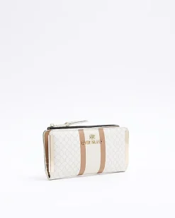 White monogram stripe purse
