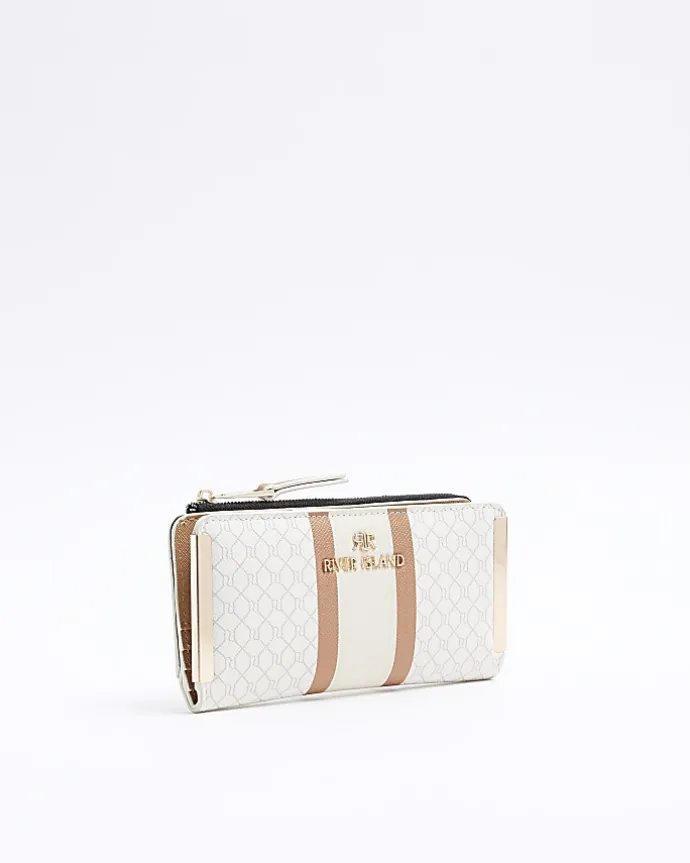 White monogram stripe purse