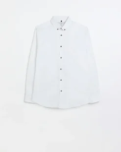 White Muscle fit long sleeve Shirt