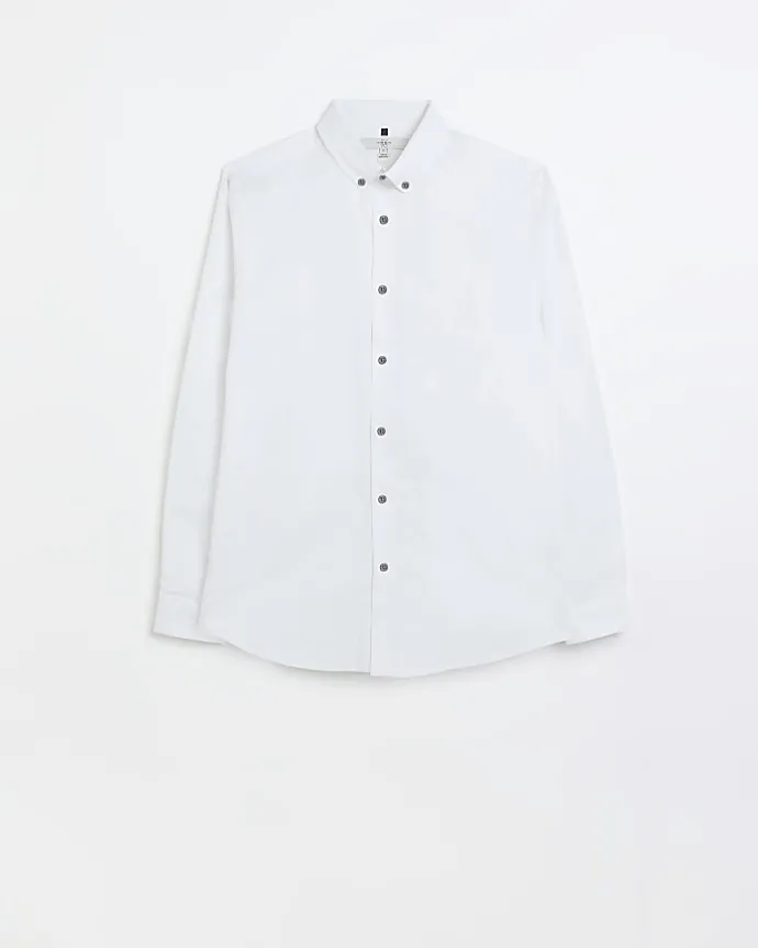 White Muscle fit long sleeve Shirt