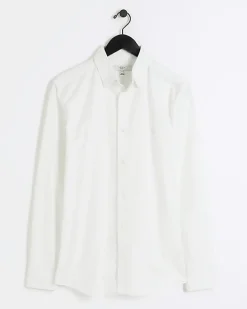 White muscle fit oxford smart shirt