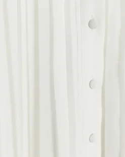 White plisse tie waist mini shirt dress