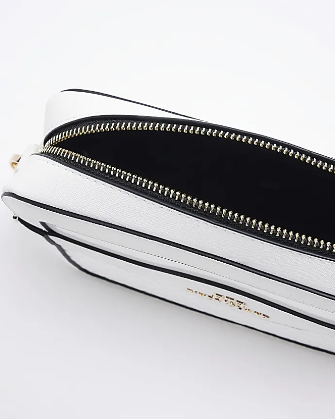 White quilted panel cross body bag