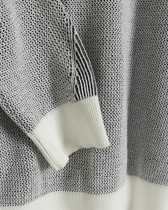 White regular fit knit textured jumper