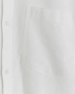 White regular fit linen blend shirt
