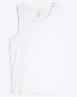 White regular fit rib vest