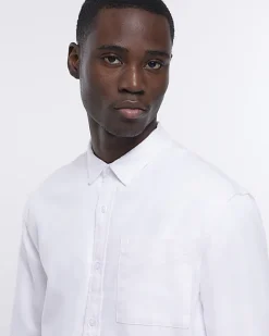 White regular fit twill lyocell shirt