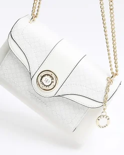 White RI monogram chain shoulder bag