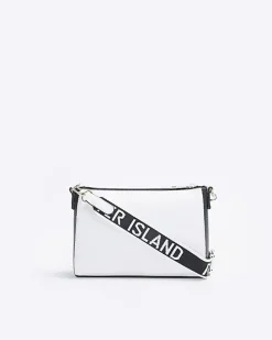 White RI monogram cross body bag