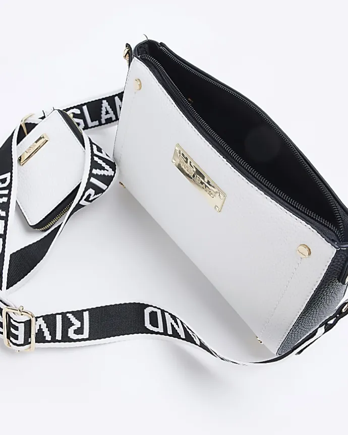 White RI monogram cross body bag