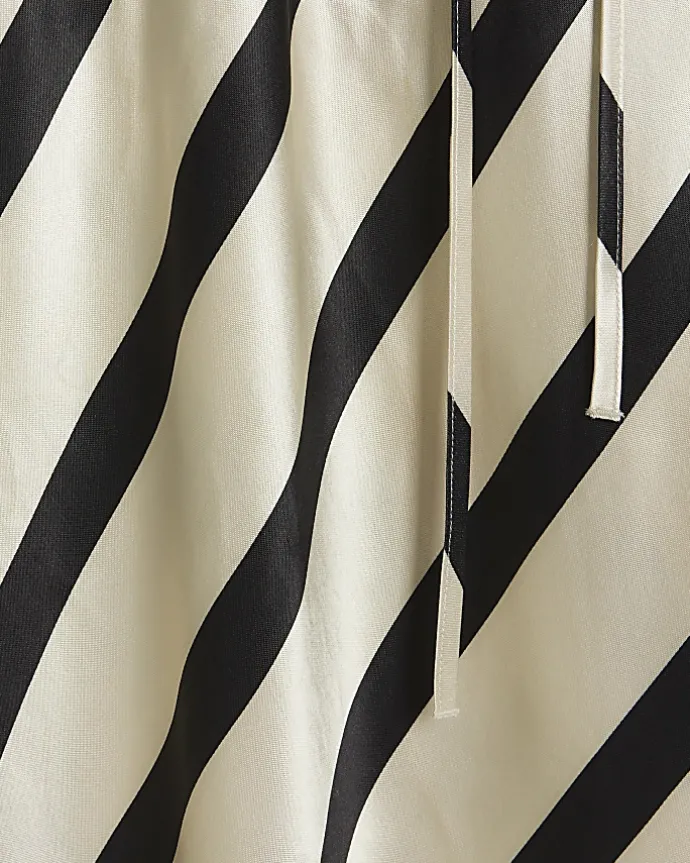 White satin stripe belted slip midi dress